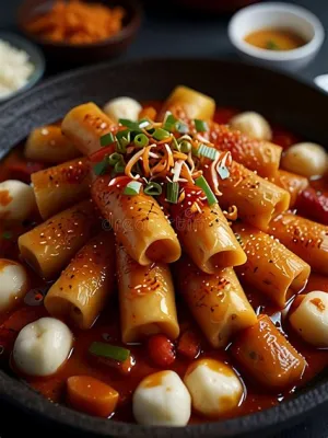   Ddeokbokki - En Smaksensation Med Kryddiga, Sticky Nötter